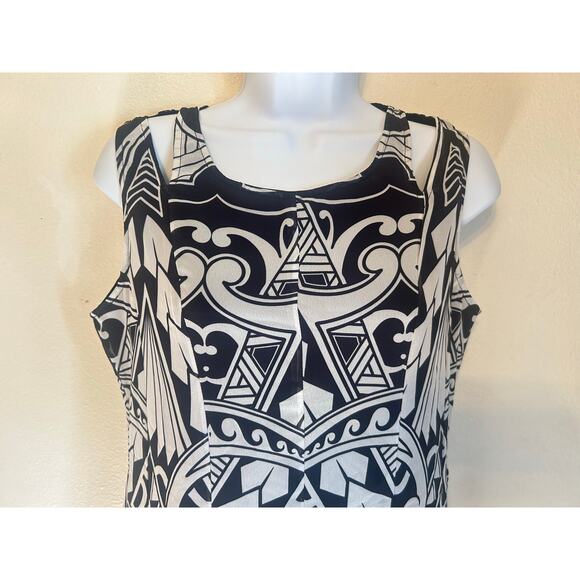 NWT Vintage Ainofea Brand Black & White Tribal Print Mini Dress Woman's SZ Small - Picture 3 of 13